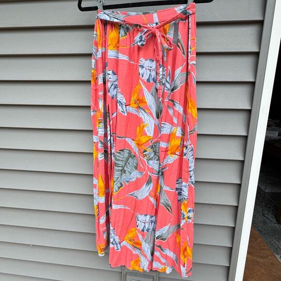 Patrons of Peace size M Tropical Floral Hawaiian Maxi Skirt w/Slits - Coral - Picture 1 of 9